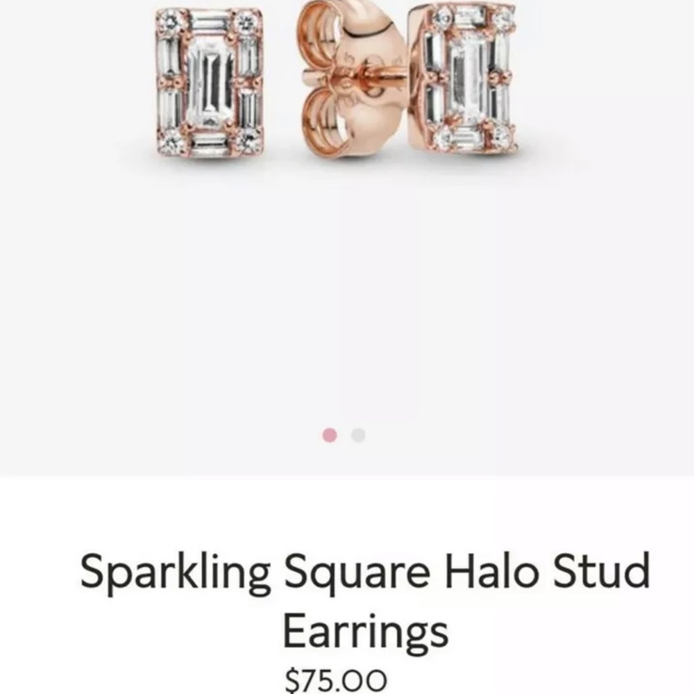 pandora silver gold plated rectangle stud earrings